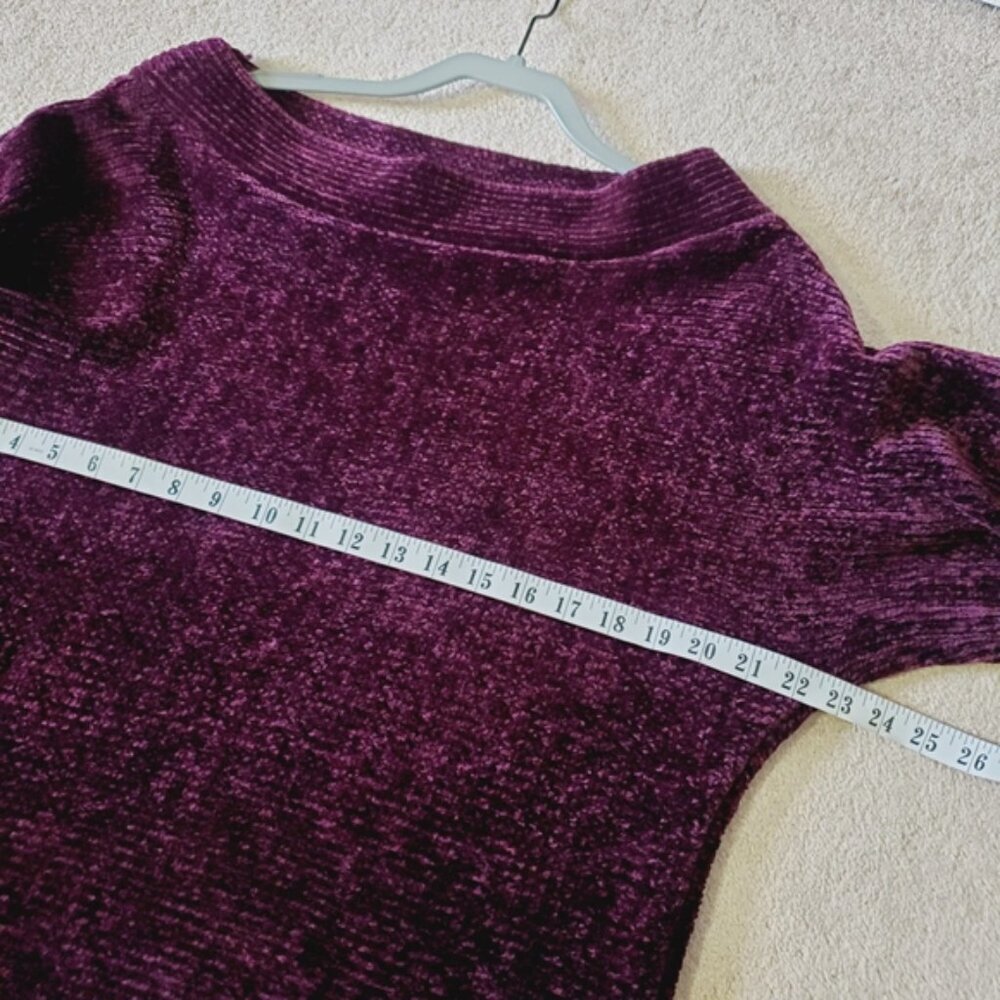 Dynamite Velvet Chenille Purple Boatneck Chunky Longline Sweater M - Picture 4 of 7
